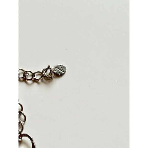 NENA Silver Tone Metal Large Textured Chain Statement Necklace - Picture 9 of 11